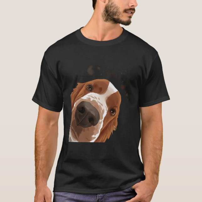 Funny Curious Dog Welsh Springer Spaniel T-Shirt (Vorderseite)
