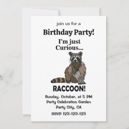 Funny Curious Raccoon Birthday Party Einladung