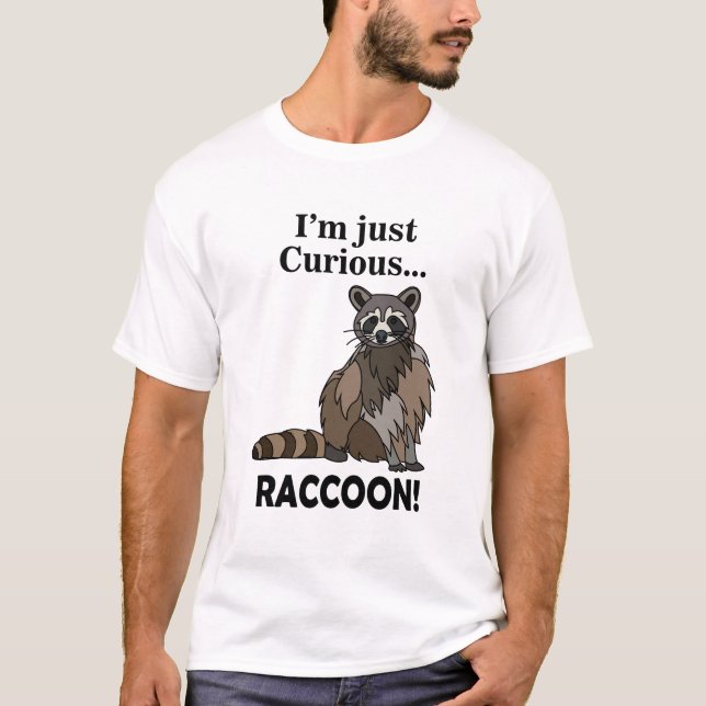Funny Curious Raccoon T-Shirt (Vorderseite)