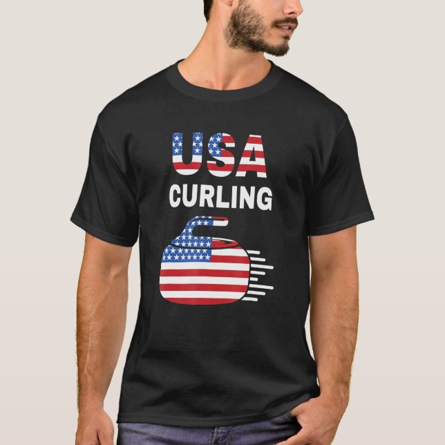 Funny Curling for Men Women Curling Spieler USA 3 T-Shirt (Vorderseite)