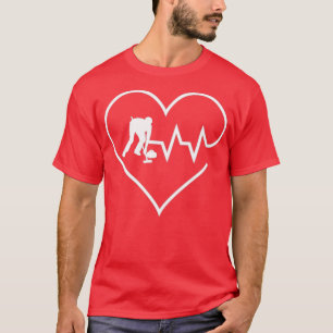 Funny Curling Hockey Heartbeat Lover T-Shirt