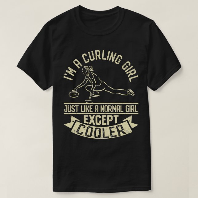 Funny Curling Wintersportmädchen T-Shirt (Design vorne)