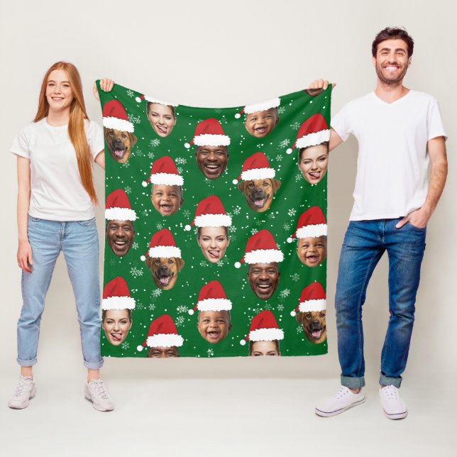 Funny Custom 4 Faces Foto Weihnachten Weihnachtsma Fleecedecke (Beispiel)