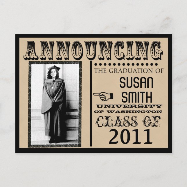 Funny Custom Abschluss Card Ankündigungspostkarte (Vorderseite)