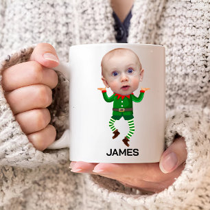 Funny Custom Baby Face Elf Weihnachten Kaffeetasse