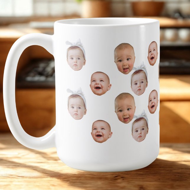 Funny Custom Baby Face Foto Face 3 Fotos Kaffeetasse (Von Creator hochgeladen)