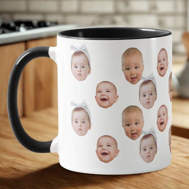 Funny Custom Baby Face Foto Face 3 Fotos Tasse (Von Creator hochgeladen)