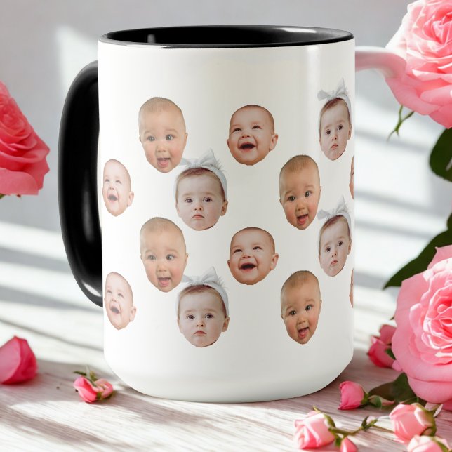 Funny Custom Baby Face Foto Face 3 Fotos Tasse (Von Creator hochgeladen)