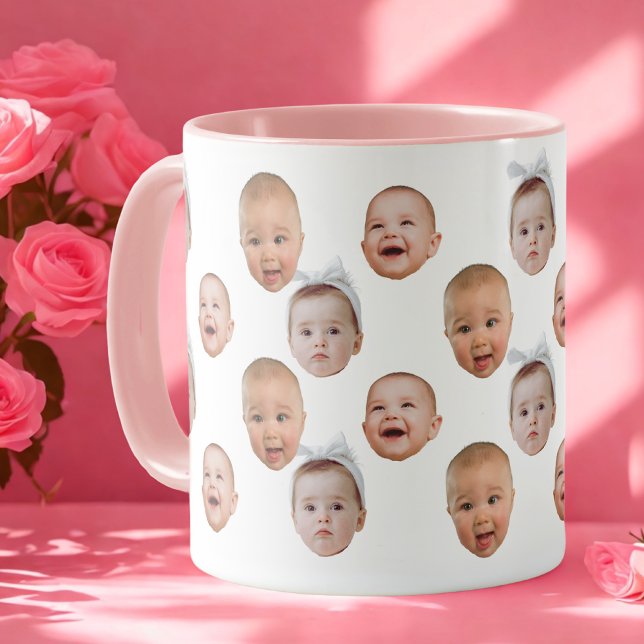 Funny Custom Baby Face Foto Face 3 Fotos Tasse (Von Creator hochgeladen)