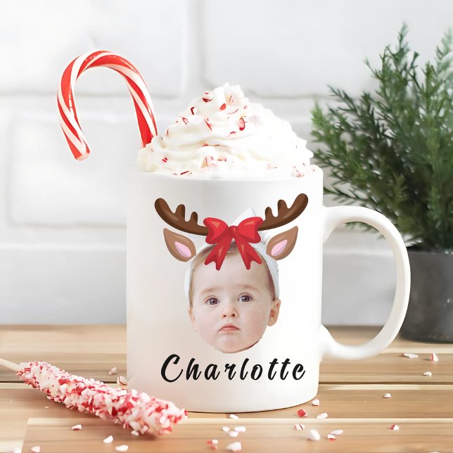 Funny Custom Baby Face Foto Weihnachtsmann Rentier Kaffeetasse (Von Creator hochgeladen)