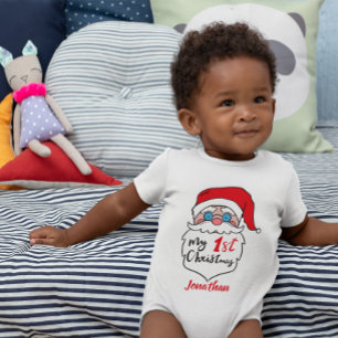 Funny Custom Baby's First Christmas Weihnachtsmann Baby Strampler