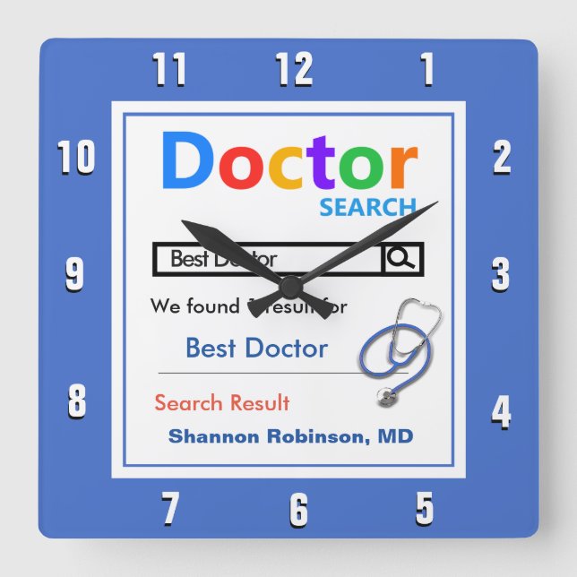 Funny Custom Best Doctor Geschenkkissen Kissen Quadratische Wanduhr (Vorderseite)
