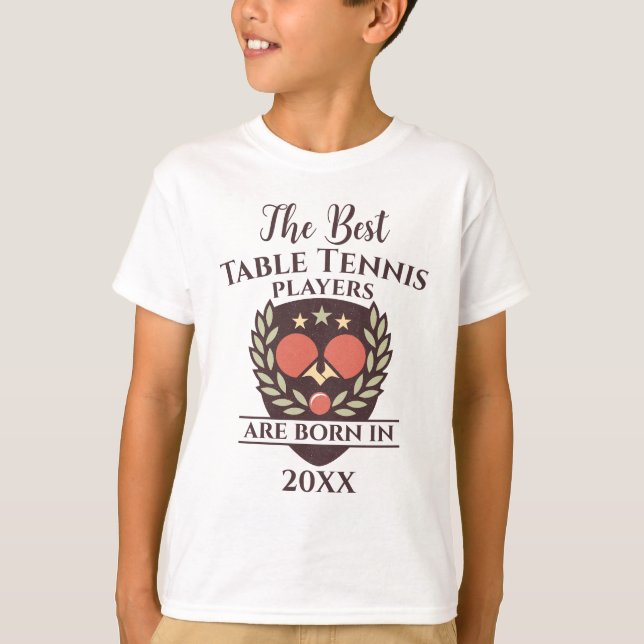 Funny Custom Birth Year Birthday Name Tischtennis T-Shirt (Vorderseite)