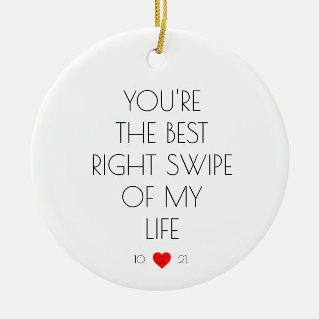 Funny Custom Couple Verabred App Tinder Wedding Keramik Ornament (Vorne)