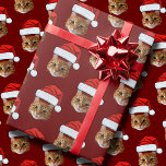 Funny Custom Face Cat Foto Weihnachtsmannmütze Wei Geschenkpapier<br><div class="desc">Funny Custom Face Cat Foto Weihnachtsmannmütze Weihnachtswrapping Paper</div>