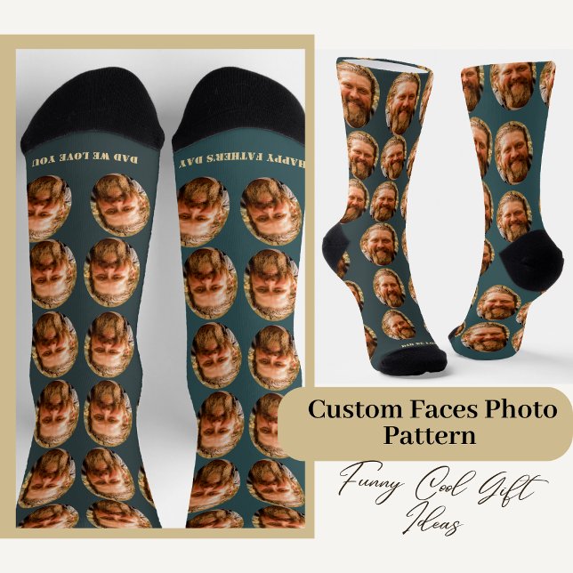Funny Custom Face Foto Muster für Ihm Socken (Custom Face and Text  Funny Gift for Dad, him her put your face on picture funny create your own)