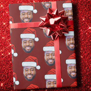 Funny Custom Face Foto Santa Claus Hat Weihnachten Geschenkpapier