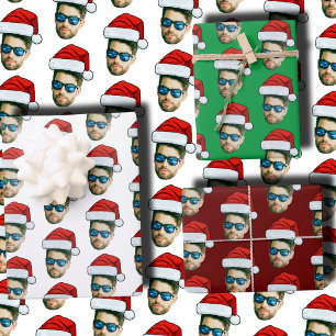 Funny Custom Face Foto Santa Claus Hat Weihnachten Geschenkpapier Set