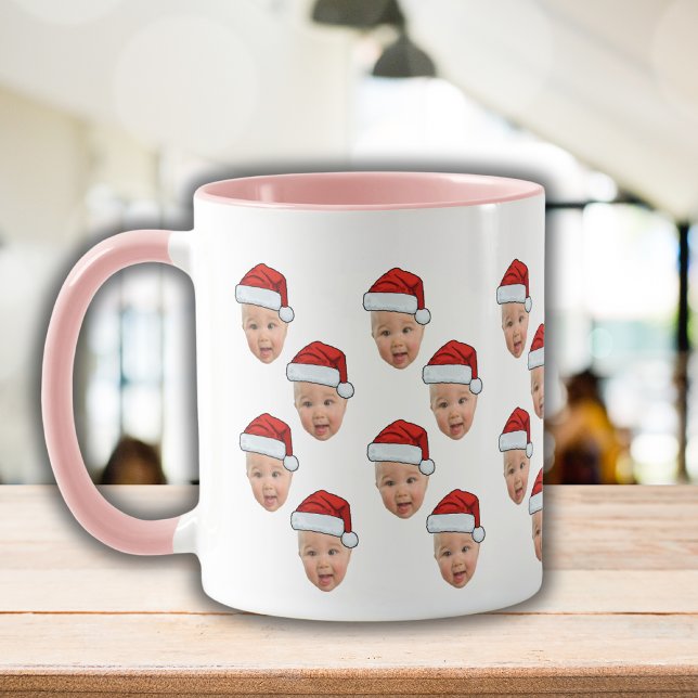 Funny Custom Face Foto Santa Claus Hat Weihnachten Tasse (Von Creator hochgeladen)