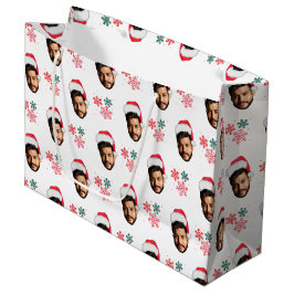 Funny Custom Face Foto Santa Head Schneeflocke Große Geschenktüte