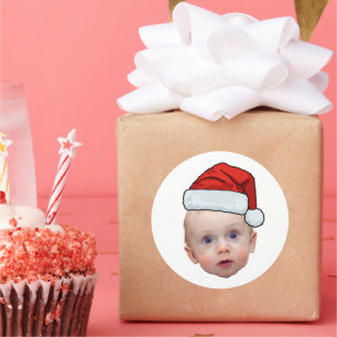 Funny Custom Face Foto Weihnachten Weihnachten Wei Runder Aufkleber