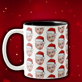 Funny Custom Face Foto Weihnachten Weihnachten Wei Zweifarbige Tasse