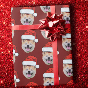 Funny Custom Face Hund Foto Weihnachtsmannmütze We Geschenkpapier