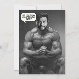 Funny custom face in hole body builder Foto Einladung