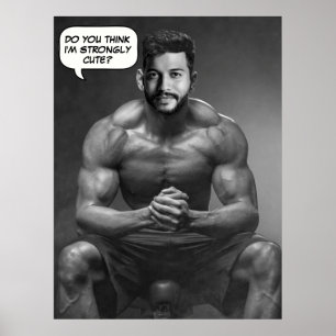 Funny custom face in hole body builder Foto Poster