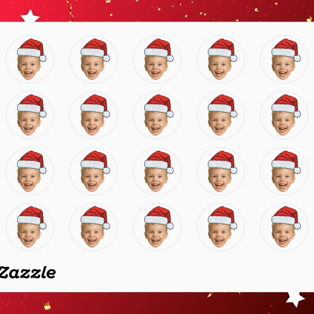 Funny Custom Face Photo Santa Hat Christmas Runder Aufkleber (Von Creator hochgeladen)