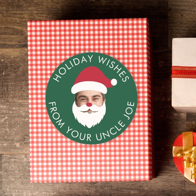 Funny Custom Face Swap Weihnachtsmann Weihnachtste Runder Aufkleber (Von Creator hochgeladen)