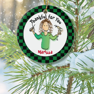 Funny Custom Fairstylist Keramik Ornament