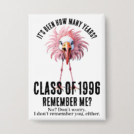 Funny Custom Flamingo 30. School Class Wiedersehen Button