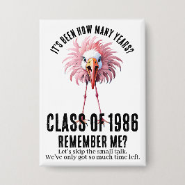 Funny Custom Flamingo 40. School Class Wiedersehen Button