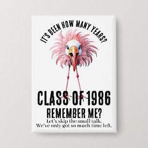 Funny Custom Flamingo 40. School Class Wiedersehen Button