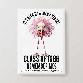 Funny Custom Flamingo School Class Wiedersehen Button