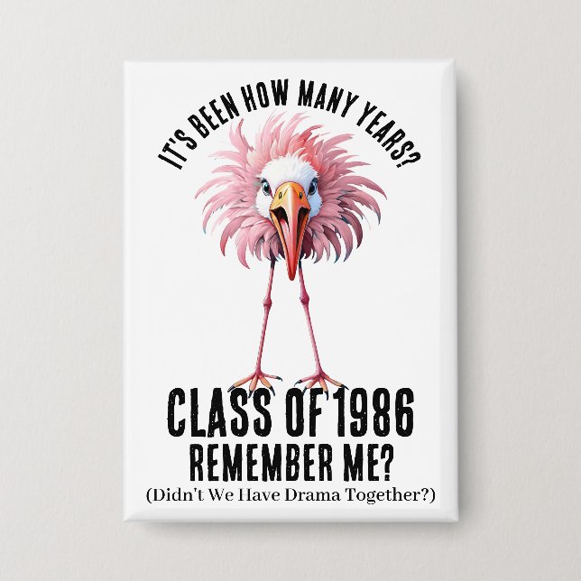 Funny Custom Flamingo School Class Wiedersehen Button (Vorderseite)