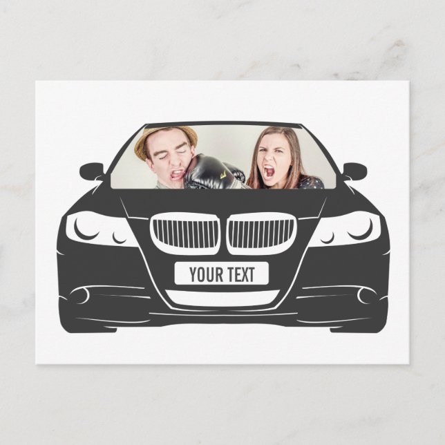 Funny Custom Foto Car Frame Postkarte (Vorderseite)