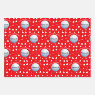 Funny Custom Golf Baller Valentinstag Geschenkpapier Set
