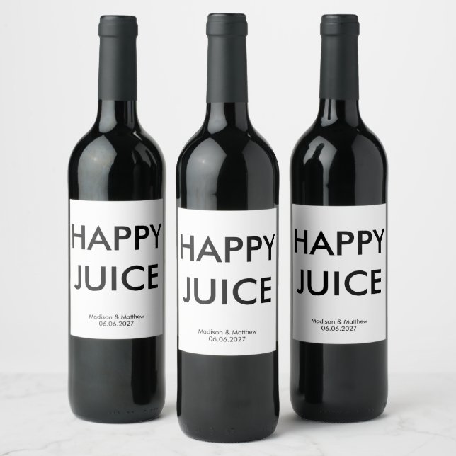 Funny Custom Happy Juice Party Wedding Weinetikett (Flaschen)
