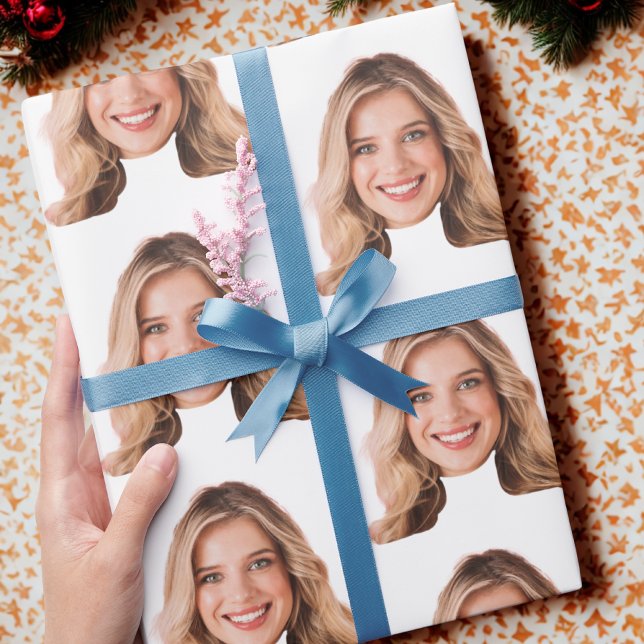 Funny Custom Heads Foto Gift Wrap | Angepasstes Ge Geschenkpapier (Von Creator hochgeladen)