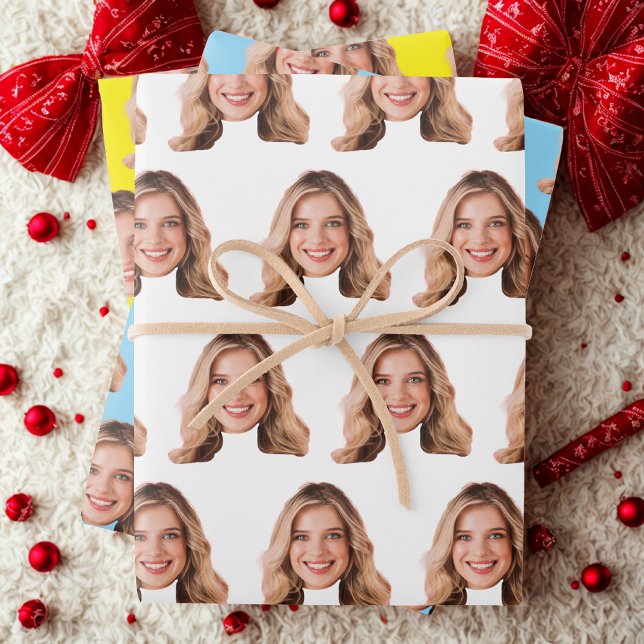 Funny Custom Heads Photo Gift Wrap | Custom Face Geschenkpapier Set (Von Creator hochgeladen)