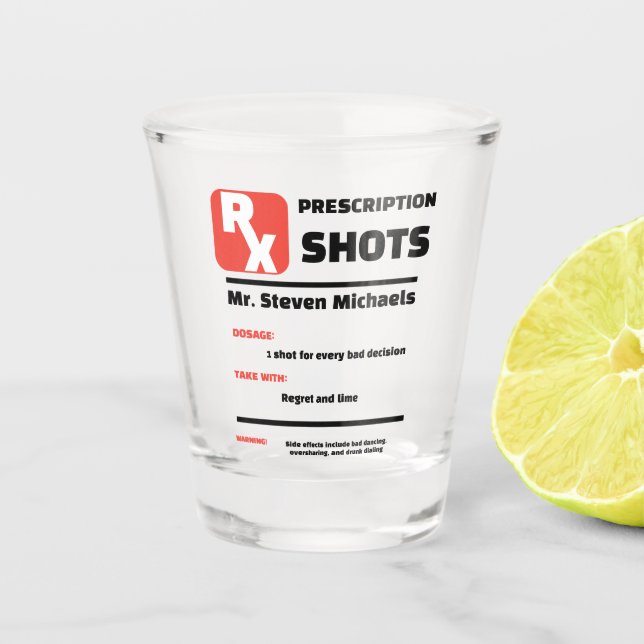 FUNNY! 🍋‍🟩 Custom Joke Prescription Shot Glass Schnapsglas (Vorderseite)