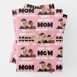 Funny Custom Kids gegenüberstehen Foto Happy Birth Geschenkpapier Set