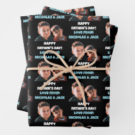 Funny Custom Kids gegenüberstehen Foto Happy Vater Geschenkpapier Set