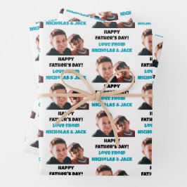Funny Custom Kids gegenüberstehen Foto Happy Vater Geschenkpapier Set