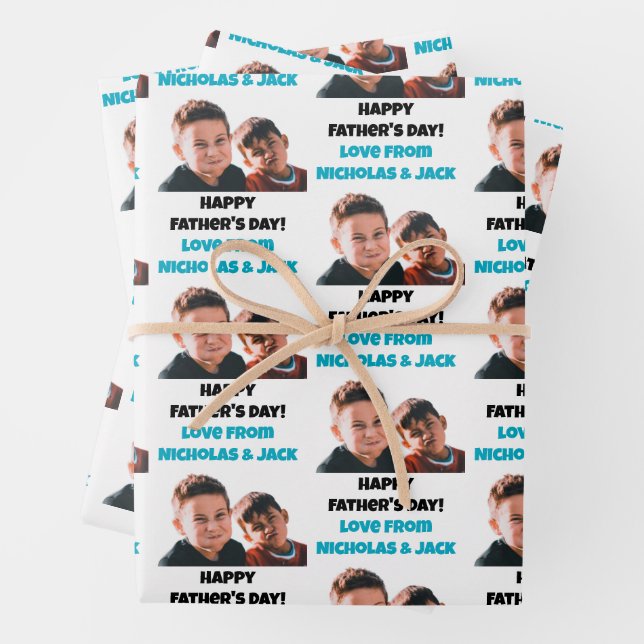 Funny Custom Kids gegenüberstehen Foto Happy Vater Geschenkpapier Set (Beispiel)