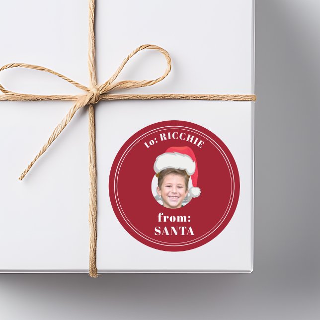 Funny Custom Kid's Gesicht vom Weihnachtsgeschenk Runder Aufkleber (Von Creator hochgeladen)