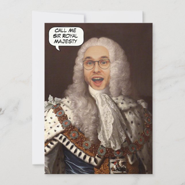 Funny Custom King Head in Hole Foto Einladung (Vorderseite)