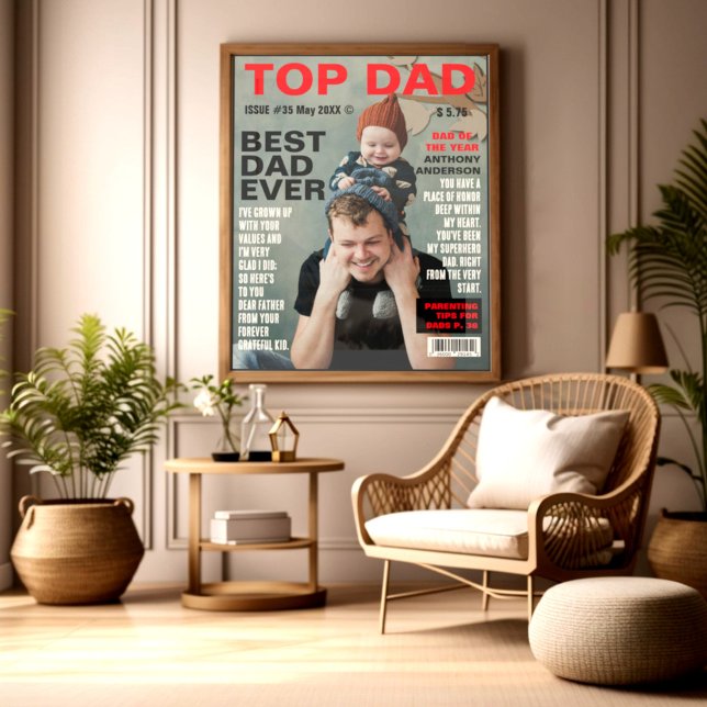 Funny custom magazine Foto cover (Funny magazine cover parody with custom photo best dad ever.)